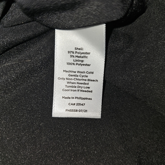 NWT Talbots Heart Jacquard Womens Blouse Sz M Black Metallic Semi Sheer - Picture 14 of 15